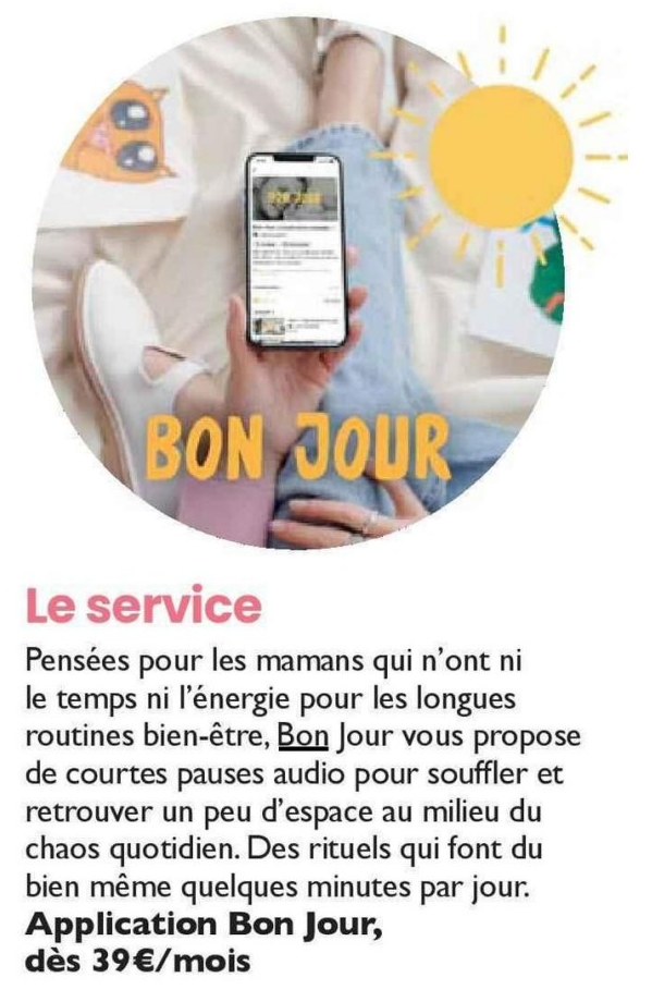 Encart Le service consacré à l’application Bon Jour dans Magicmaman